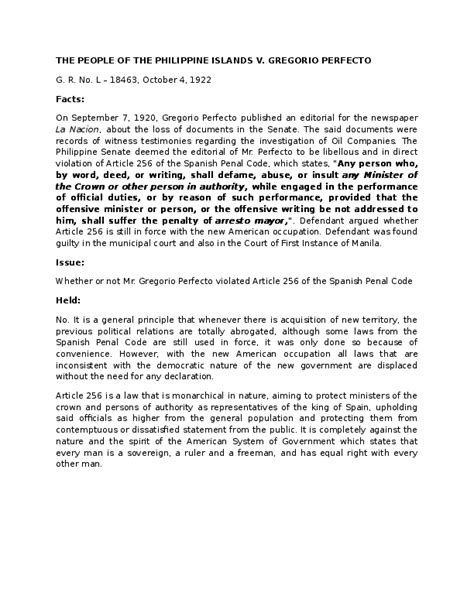 people vs perfecto case digest|1. People v. Perfecto [43 Phil 887] Case Digest.